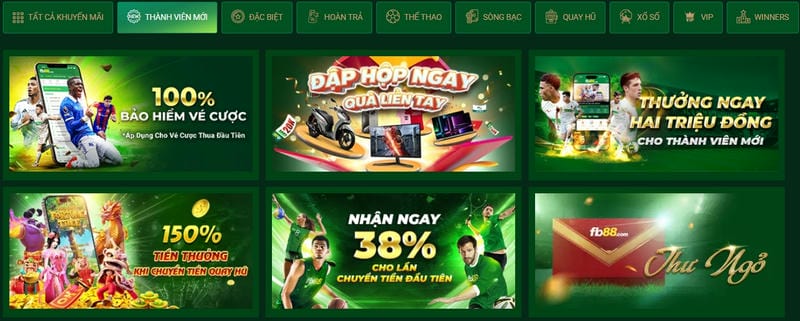  Giao diện khuyến mãi tân thủ hấp dẫn tại Nhà cái FB88.